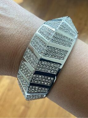 Vince Camuto Silver Crystal Pave Chevron Bangle